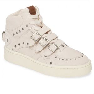 Coach Suede Studded Buckle C219 High Top Sneaker Size 8 NEW